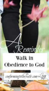 A reminder to walk in obedience to God! I need reminded. How about you?